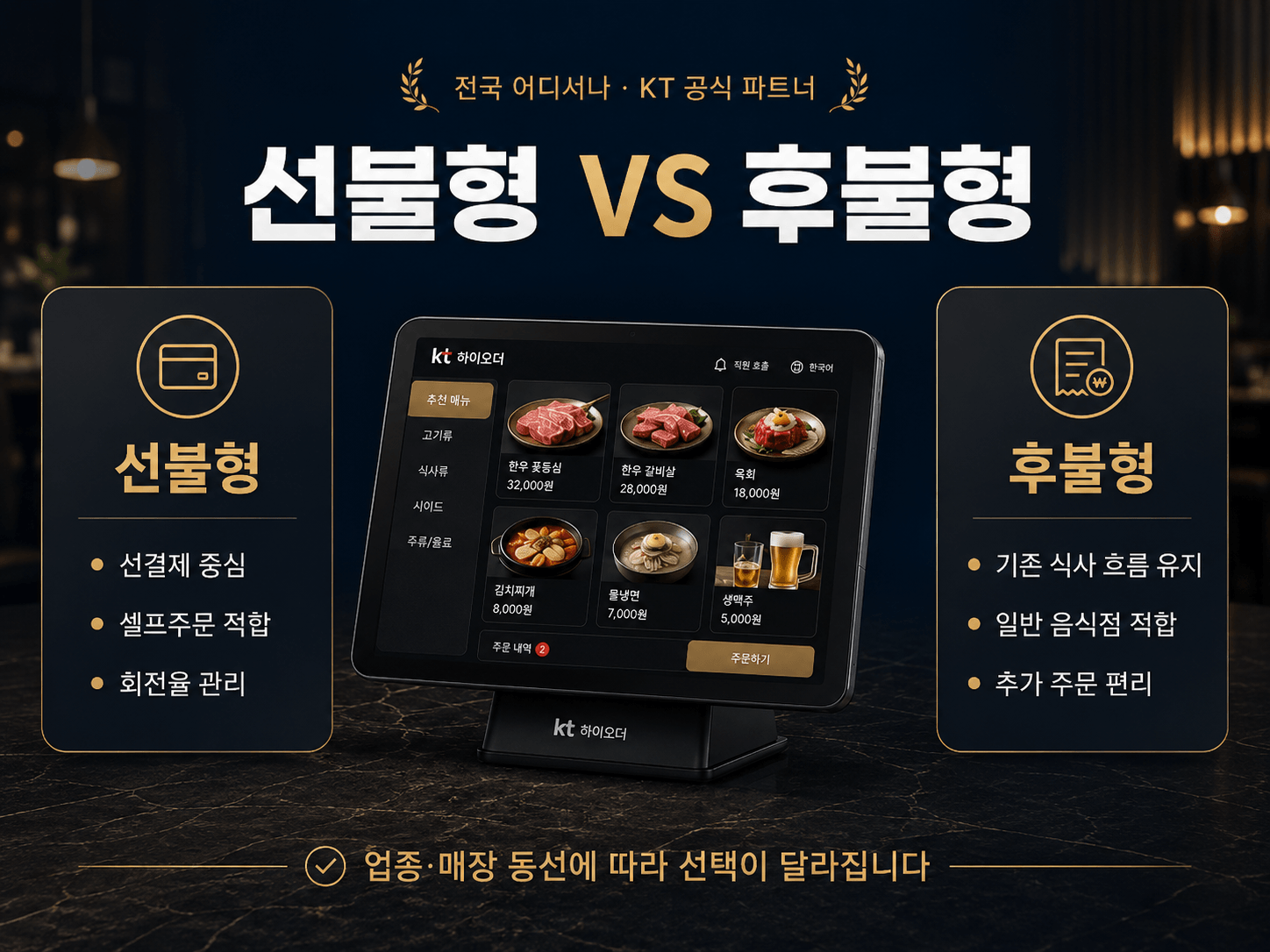 KT하이오더 선불형 후불형 비교